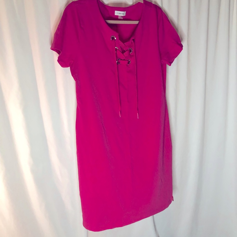 Vibrant Pink Calvin Lace-Up Dress